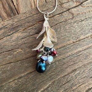 Artisan Crafted Sterling Silver & Pearl Botanical Pendant